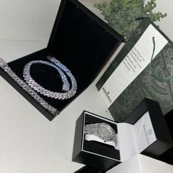 💎Vvs mossianite watch and moissanite Cuban Link chain 💎 Christmas special 🔥🔥