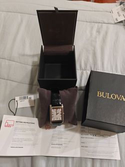 BULOVA watch 96B107 with black leather strap