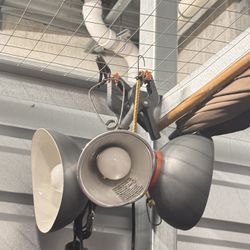 Three work lamps with clamps