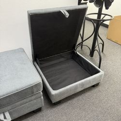 Ottoman With Storage - Fabric Gray