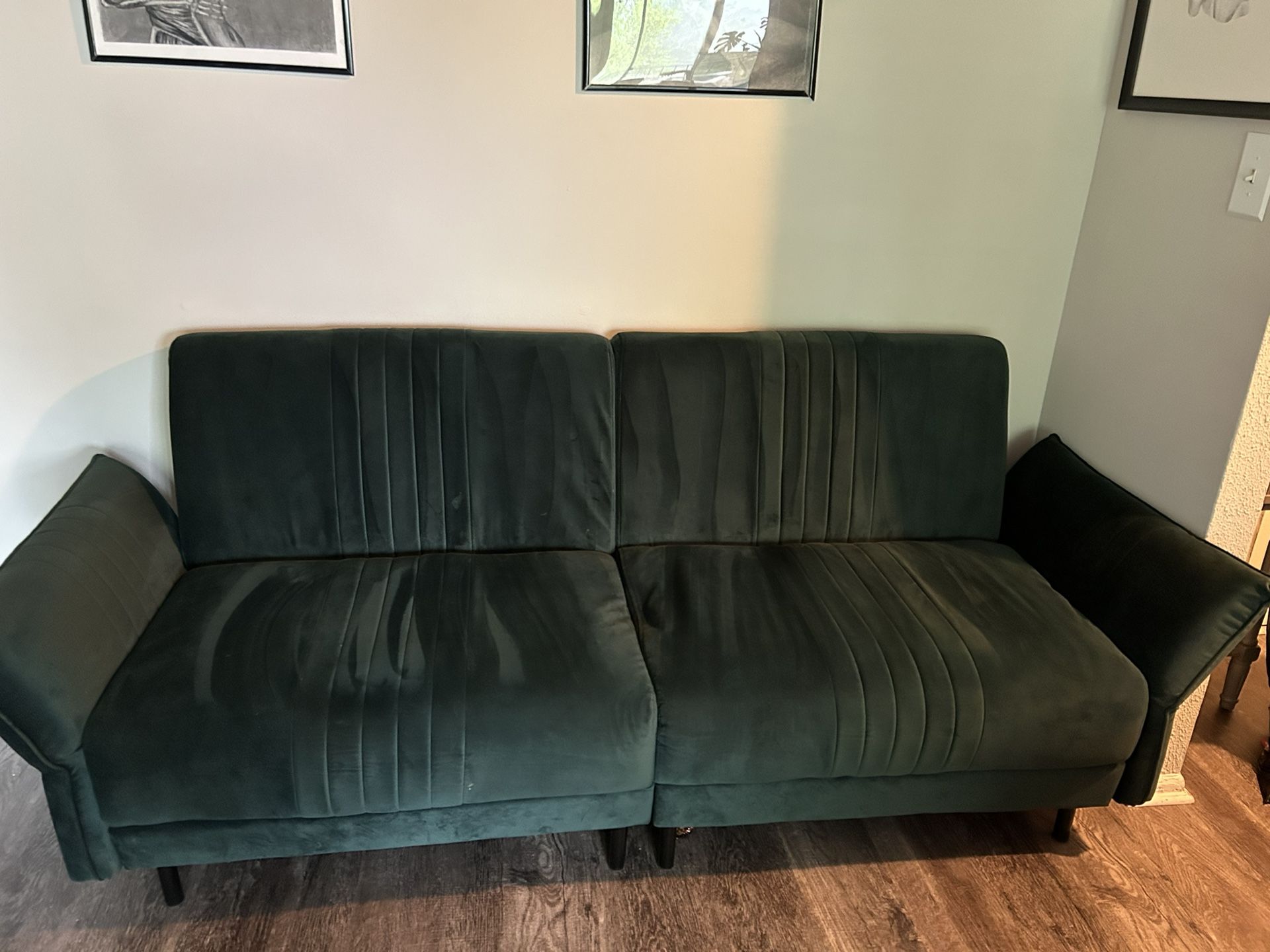 Green Velvet Futon Couch