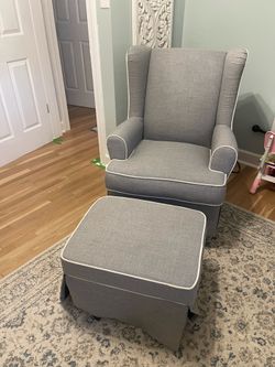 Grey rocker with ottoman (nursery chair)