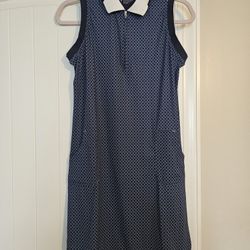 Peter Millar dark blue patterned sleeveless golf dress with pockets Size Small