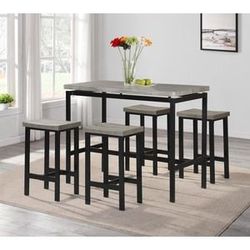 Brand new counter high gray/black/natural stool set (47.24 x 23.62 x 36.02 in. H)