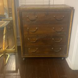 Brass And Wood Chest With Newspaper Detail