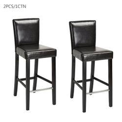 Homy Casa Nielsen 2PC 27“ Dark Brown Faux Leather Bar Stool set of 2