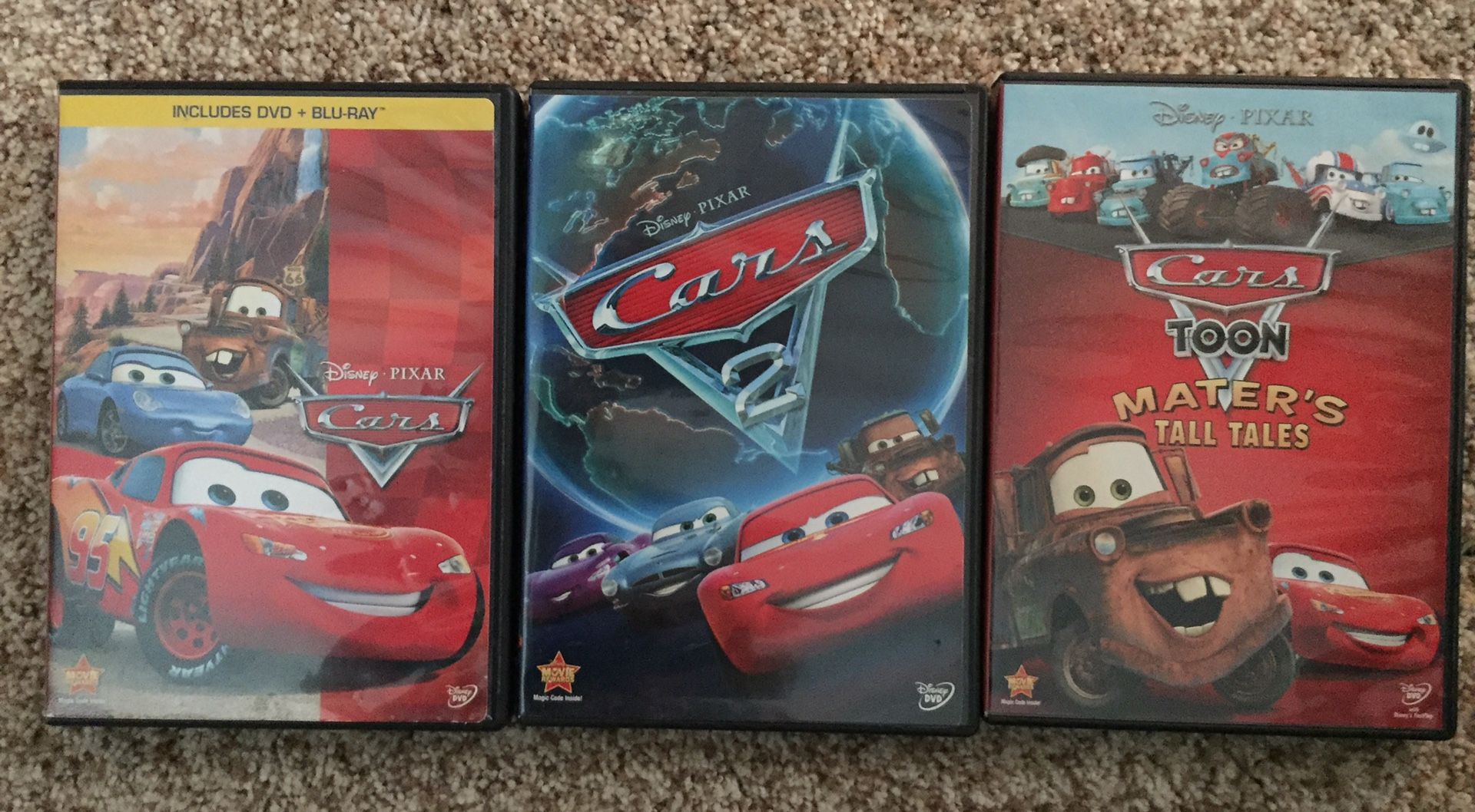 Disney Cars DVDs and Blu-Ray