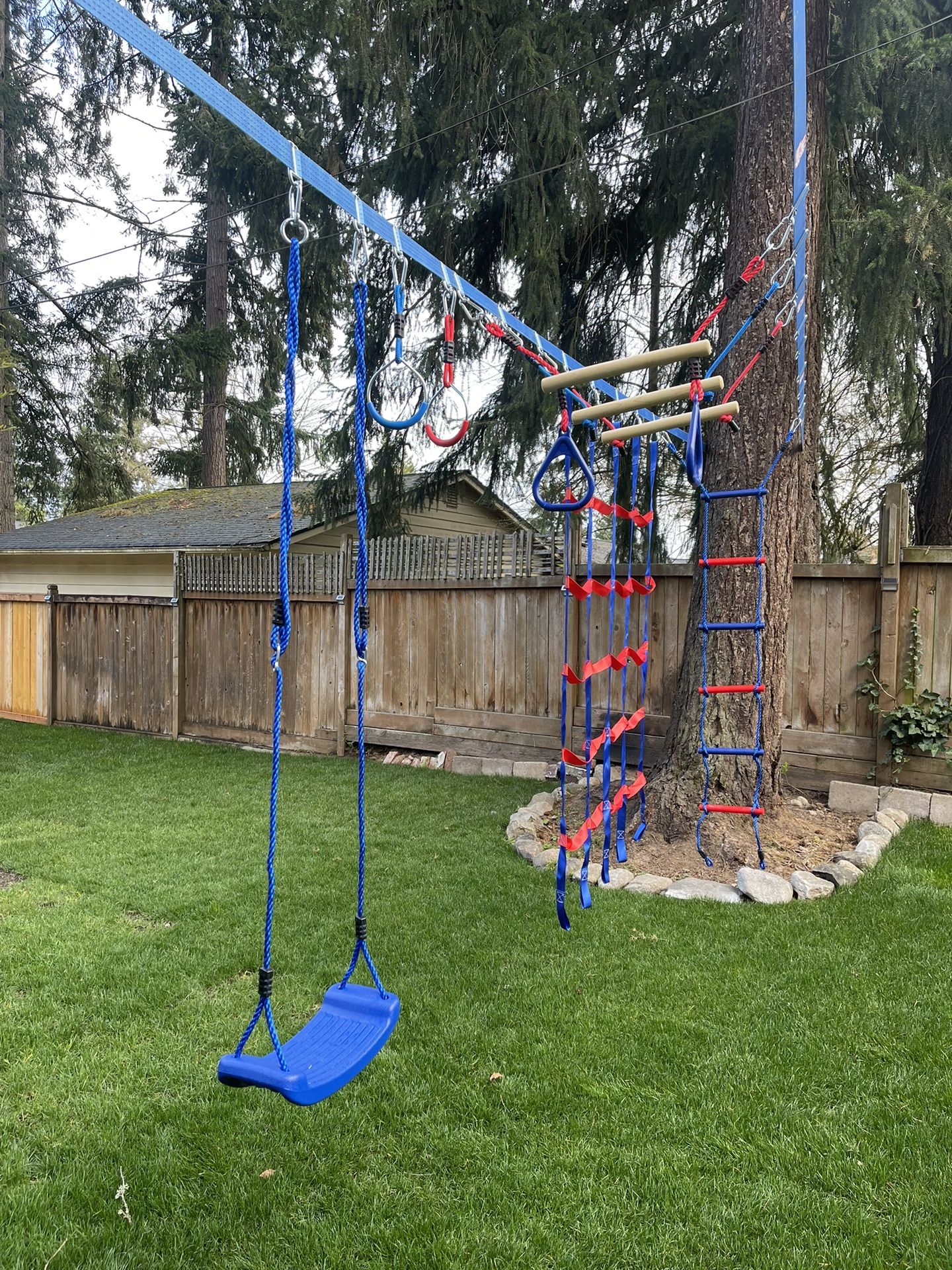 Ninja Obstacle Course Slack line with Swing for Kids!