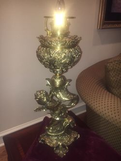 Antique lamp with original globe