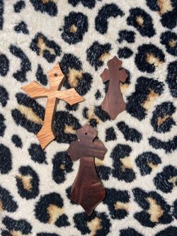 Small Wooden Cross Pendants Set of 3