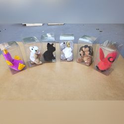 Beanie Baby's set of 6 New in plastic cases RARE hard To Find read description for details