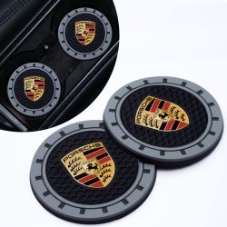 Car Cup Holder Coaster, 2PCS Car Coasters for Porsche Panamera Cayenne Macan Boxster Taycan Cayman 718 911, Anti Slip Cup Holder Insert Coaster, Car I