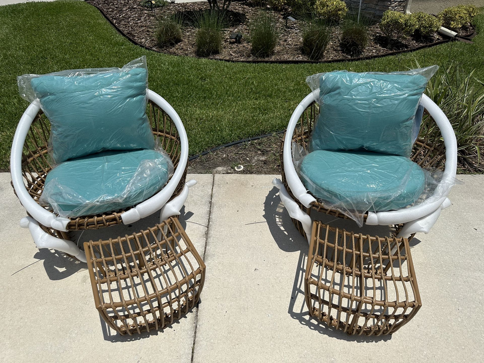 Topanga Club Chair with Ottoman - Blue/Brown - Opalhouse™ designed with Jungalow™