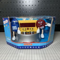 Vintage M&M's Alarm Clock Radio New In Box With Blue And Red M&M Character