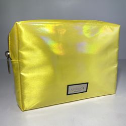 Gucci Makeup Bag Travel Clutch Pouch Purse Yellow 