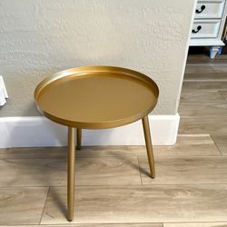 Gold End Table, Accent Tray With 3 Legs