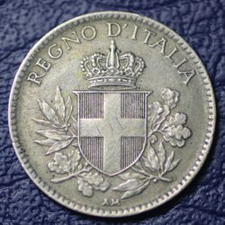 1918 Italy King Victor Enmanuel III 20 Centésimi Classic Coin