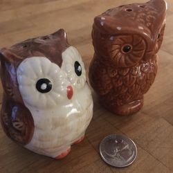 Antique Owl Salt And Pepper Shakers 