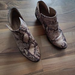 Snake print ankle boots