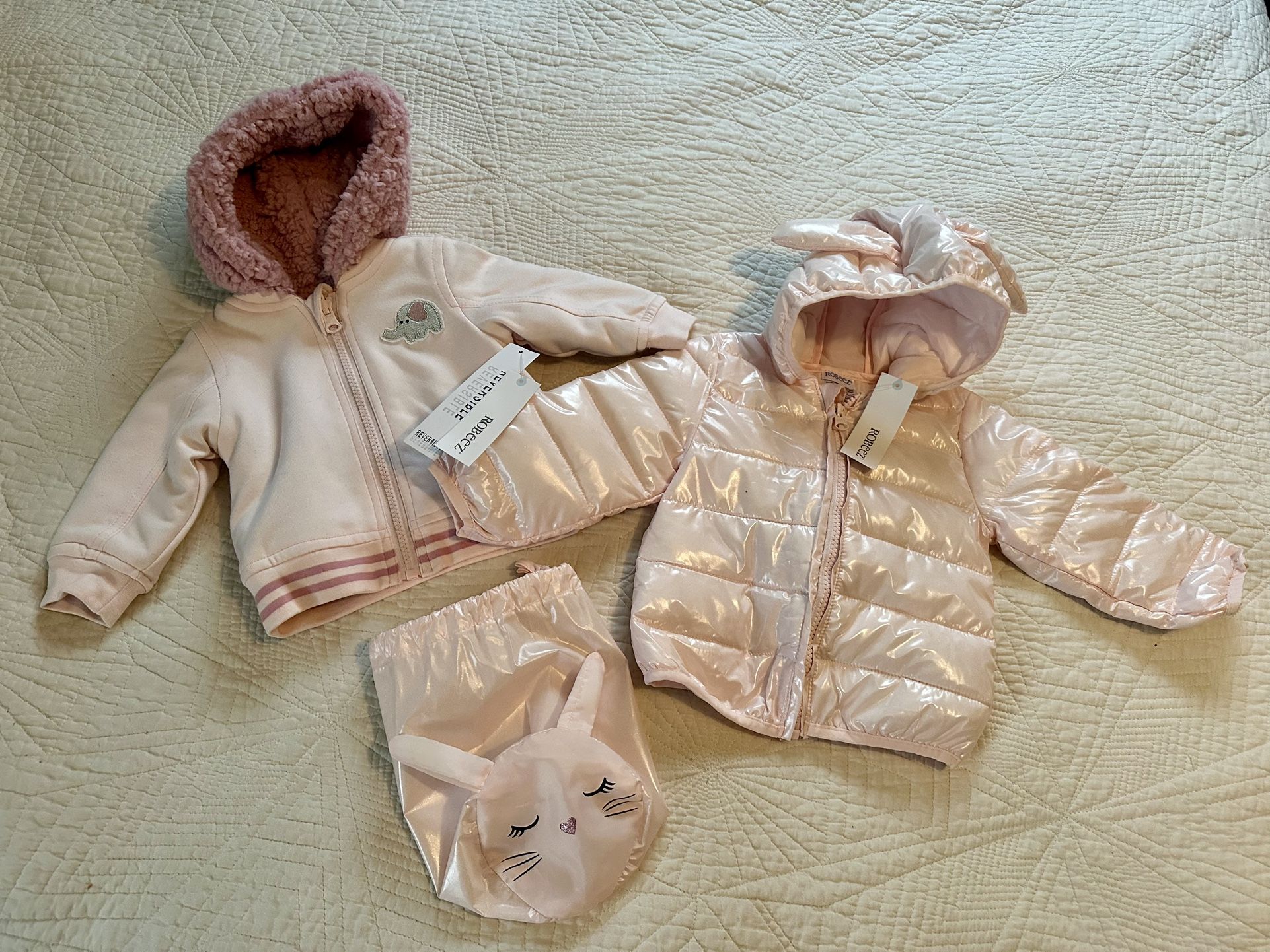 NWT Pink Reversible Coat Bunny Shimmer Jacket