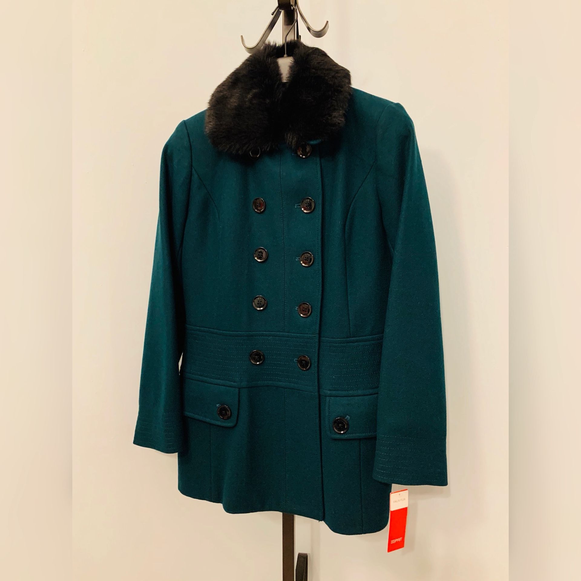 NWT! Espirit Double Breast, Fur Lined Wool Coat, Size: Medium