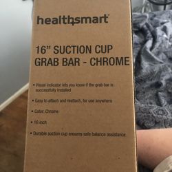Health Smart 16 Inch Suction Cup Grab Bar Chrome