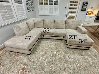Oversized Modular U-Shaped Sectional Sofa with Dual Chaise – Beige/Tan