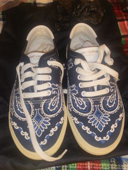 Ysl Saint Laurent Skate Sneakers Paisley Bandana Size 40.5 Euro Us 8.5/9