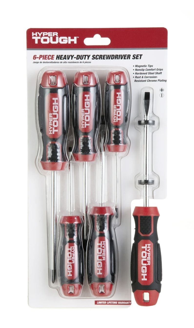 Brand New Hyper Tough 6 Pc Screwdriver Set
