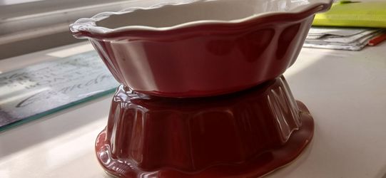 2 Good Cook Stoneware 9" Red Ruffle Edge Pie Plates Pan Dishes New