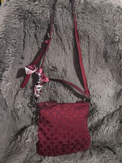 COACH Brook Op Art Convertable Shoulder Crossbody Bag #43107 Red Burgundy