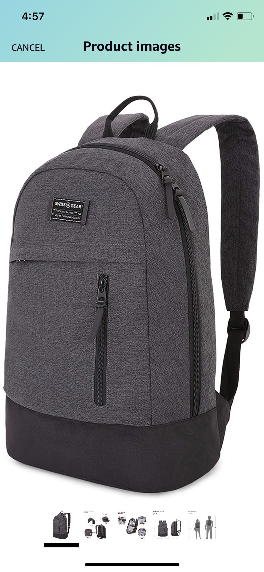 SWISSGEAR 5319 Laptop Backpack for Men and Women, Ideal for Commuting, Work, Travel, College, and School, Fits 13 Inch Laptop Notebook - Grey Heather