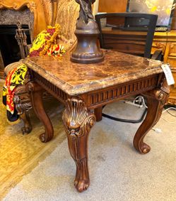 Marble Top Wooden End Table