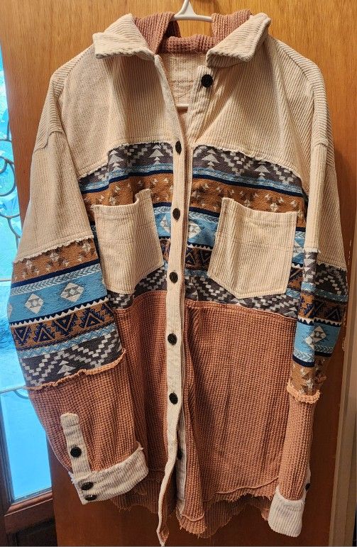 Pieced Corduroy Shacket Jacket