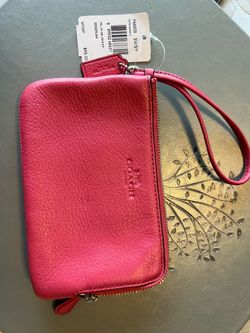 New Coach Leather Double Zip Wristlet Strawberry