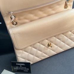 Chanel Beige Nude Quilted Caviar Classic Bag JUMBO for Sale in
