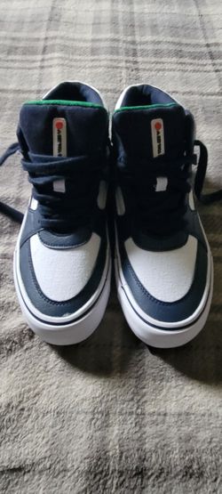 Navy Blue and White High-Top Sneakers