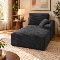 Black Corduroy Cloud Chaise Lounge with 2 Pillows – New