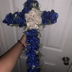 Blue eternal flower cross