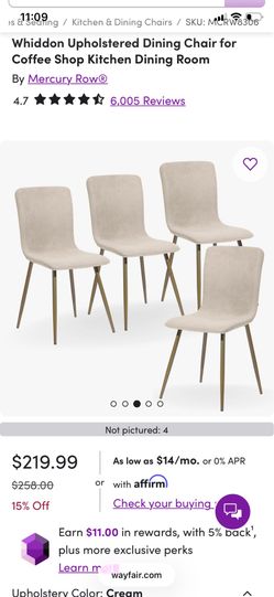 EIGHT Whiddon Upholstered Dining Chair for Dining Room cream color