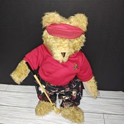 Douglas Cuddle Toys Fully Jointed Golfing Vintage Collectible Teddy Bear New