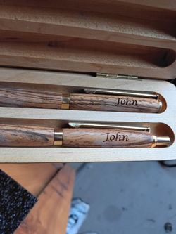 Pen & pencil set in wooden box