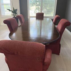 Mahogany Expandable Dining Table Seats 6-10 People