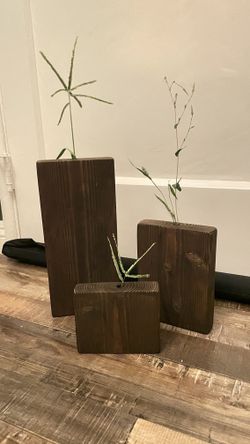 Handmade Rustic Wood Vases – Set of 3