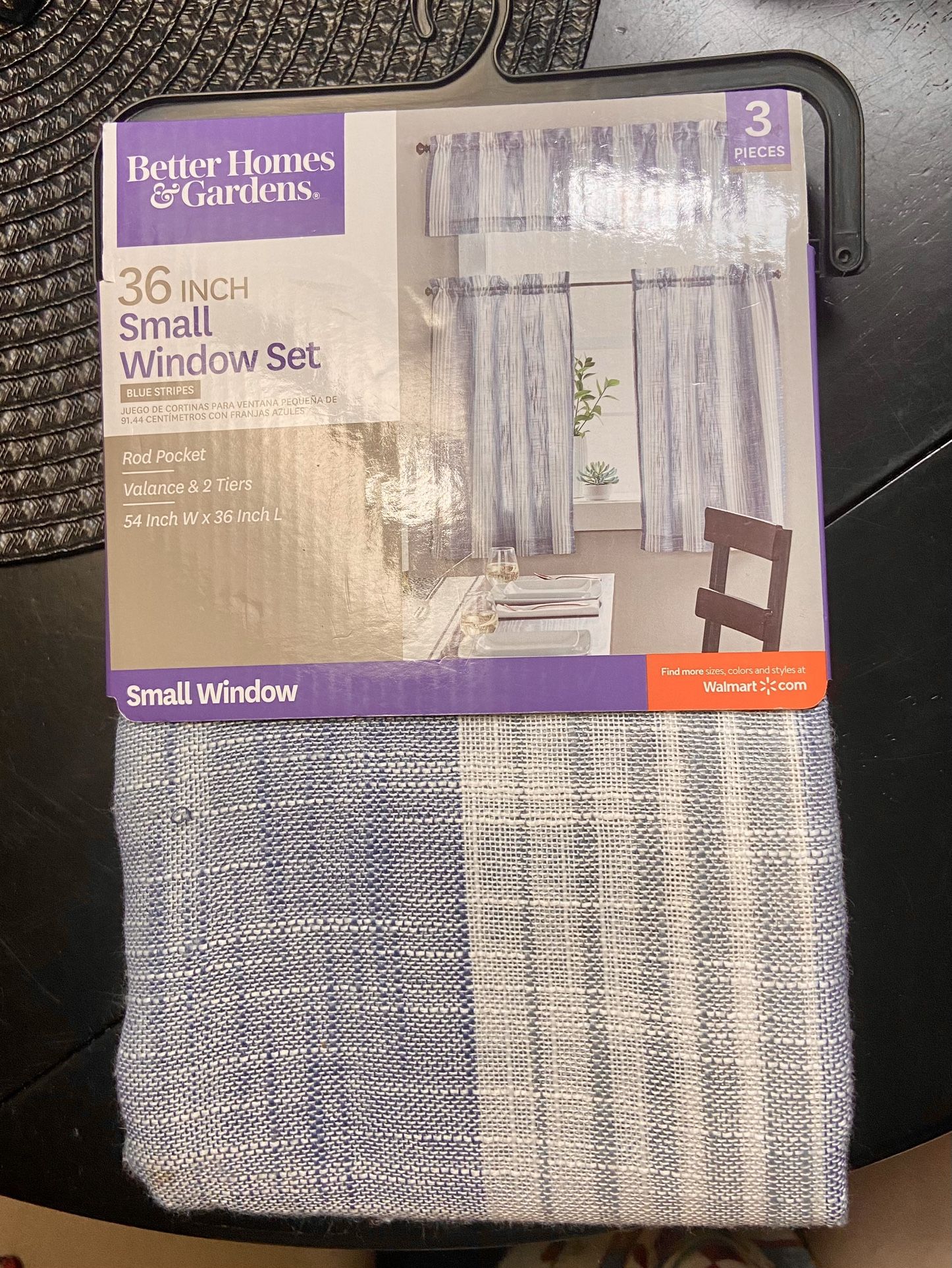 36” Rod Packet Valance & 2 Tiers, Curtain Set