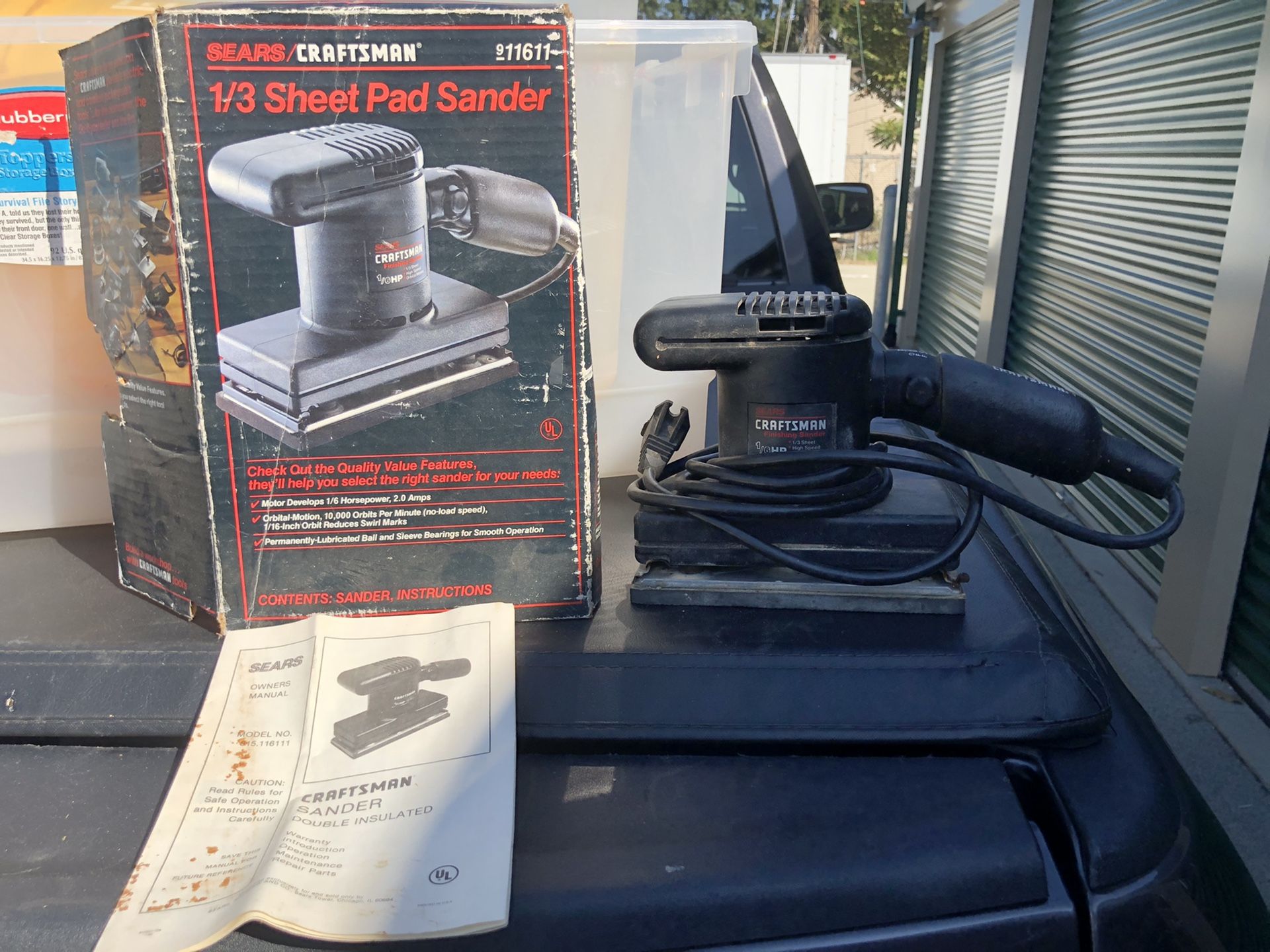 Sears Craftsman 1/3 sheet pad sander, #11611, box and manual
