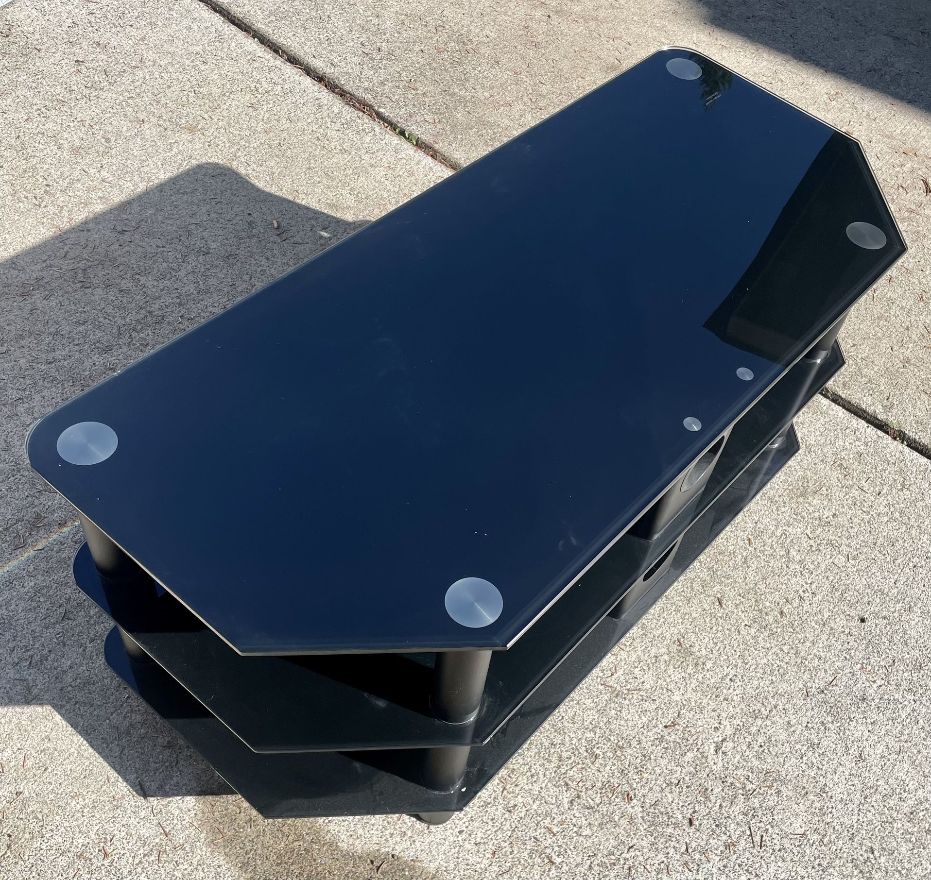 Tempered Glass 3 Shelf Tv Stand