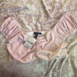 Pink and white Crop top Forever 21 