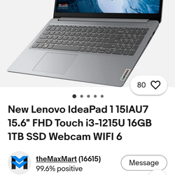 Lenovo IdeaPad 15.6" I 3 touch 16,gb 1tb