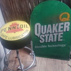 Pennzoil Bar Stool Quaker State Sign$35